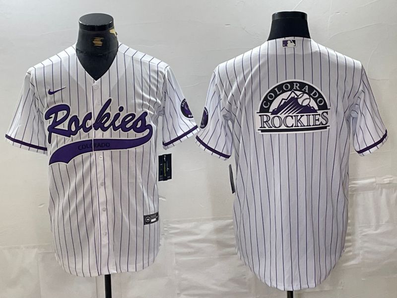 Men Colorado Rockies Blank White Stripe Joint name Nike 2024 MLB Jersey style 5->colorado rockies->MLB Jersey